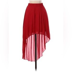 Bebe Women's Size XS Tiger Princess Red High Low Chiffon Skirt - New with Tags